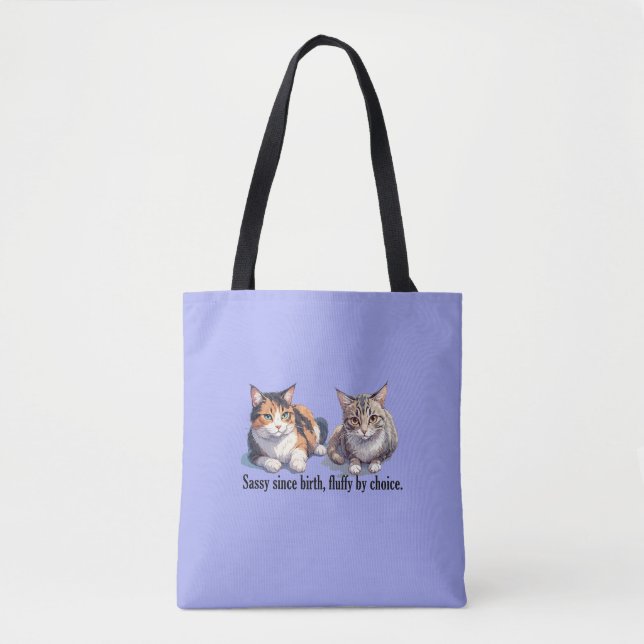 Tote Tema de Gato Engraçado e Bonito Bolsa Azul (Frente)