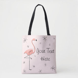 Tote Texto Rosa Flamingo por todo o bolsa