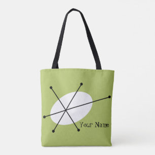 Tote Texto verde de Dazzle por toda a bolsa