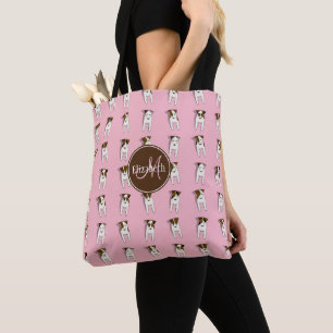 Tote Tiny Jack Russell Terriers padrão bolsa com monogr