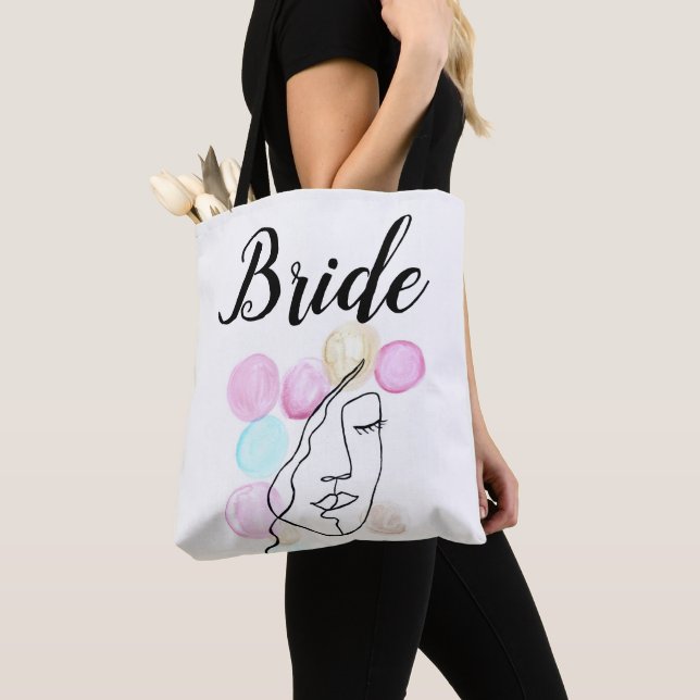 Tote Tipografia de Cinza Rosa-Bride Bolsa Ba (Close Up)