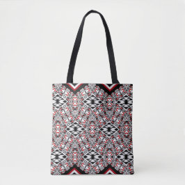 Tote Tribal Vermelho, Branco e Preto em Tapeçaria