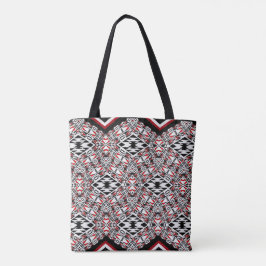 Tote Tribal Vermelho, Branco e Preto em Tapeçaria