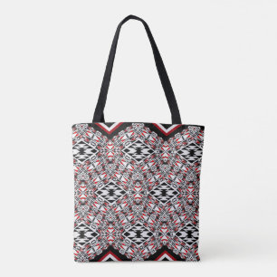 Tote Tribal Vermelho, Branco e Preto em Tapeçaria