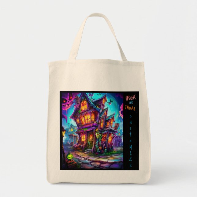 Tote Trick ou Tratar a Bolsa personalizada de Halloween (Frente)