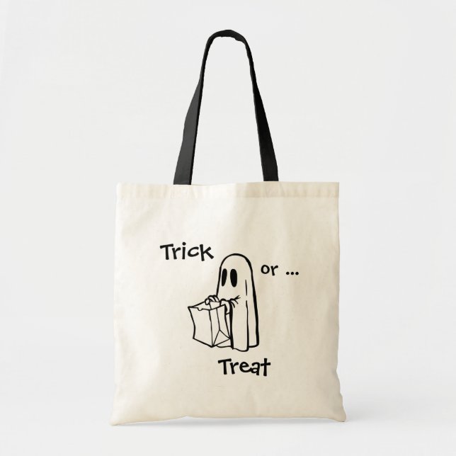 Tote Trick ou Tratar Bolsa de Canvas do Fantasma (Frente)