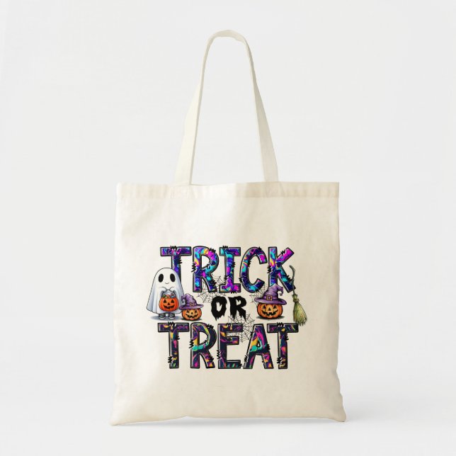 Tote Truque de Halloween ou bolsa de tratamento (Frente)