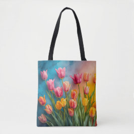 Tote Tulipas de aquarelas brancas Bolsa