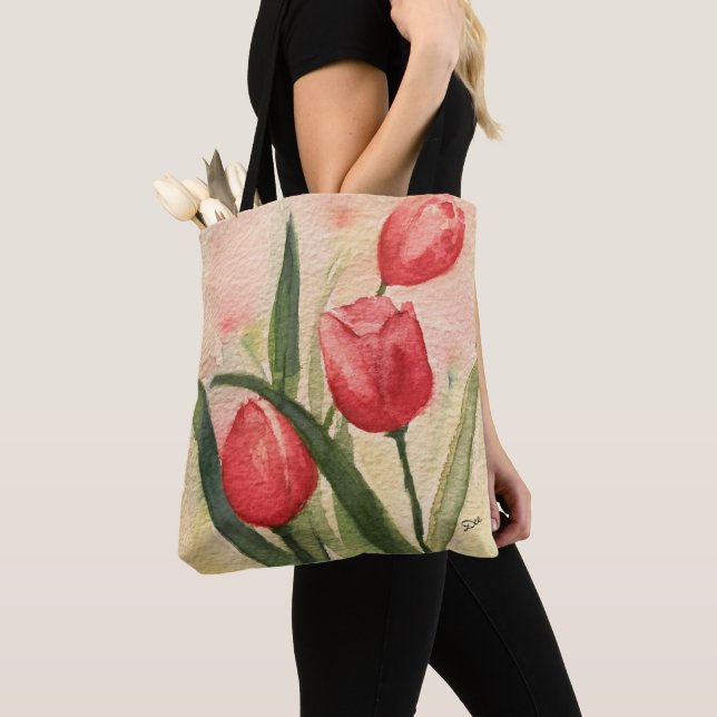 Tote Tulipas Rosa All-Over-Impressão, Bolsa do ombro (Close Up)