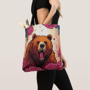 Tote um urso enfurecido mergulha no bolsa rosa