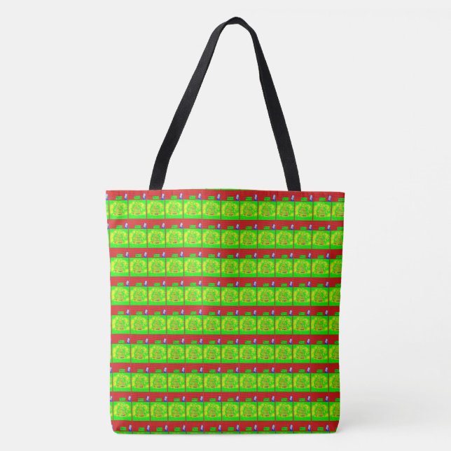 Tote Uma Bolsa Feliz verde brilhante (Frente)