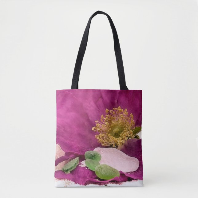 Tote Vidro marítimo e rosa de praia - bolsa (Frente)