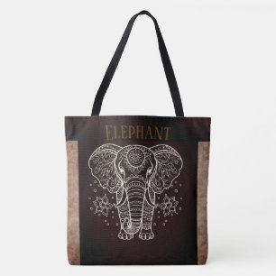 Tote Vintage, Elefante com Bolsa de Flor
