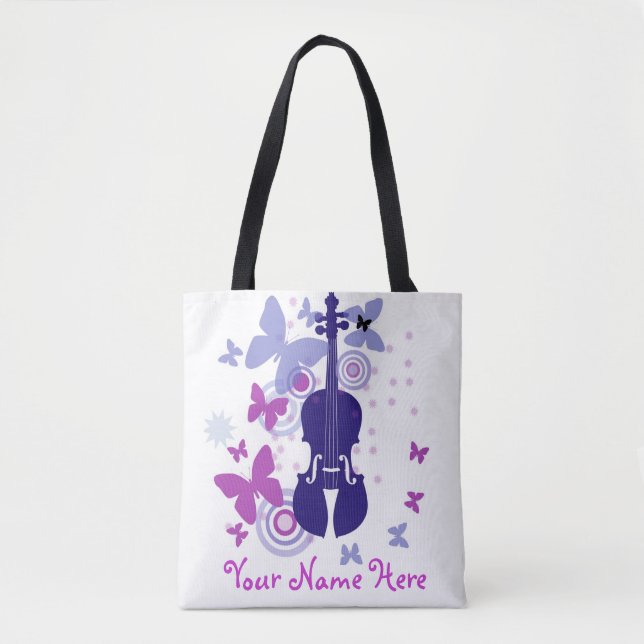 Tote Violin Flutter Bolsa com seu próprio nome (Frente)