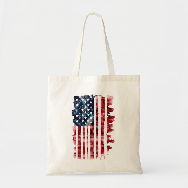 Tote Watercolor American Flag Bolsa (Frente)