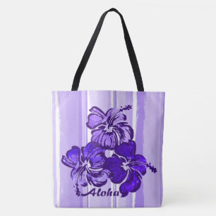 Tote Watercolor Hibiscus Bolsa de praia Reversível Hava