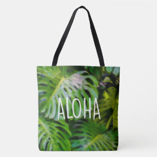 Tote Watercolor Monstera Aloha Bolsa de praia Havaiana