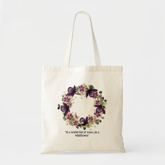 Tote Whimsflower Wildflower Wreath Bolsa (Frente)