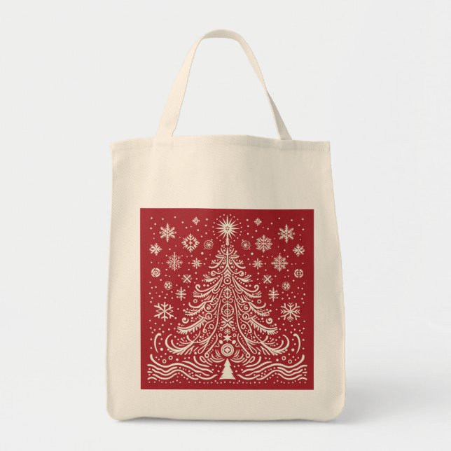 Tote Whimsical Carryall: Árvore de Natal Folha Bolsa B (Frente)