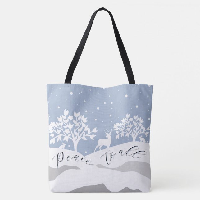 Tote Winter Wonderland Peace To All Bolsa (Verso)