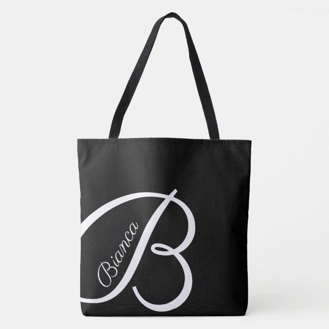 Tote XL BAG - MONOGRAM + NAME - bolsa preto moderno (Frente)