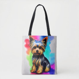 Tote Yorkshire Terrier Watercolor Paint Splash Bolsa