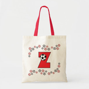 Tote Z no bolsa vermelho do monograma do futebol