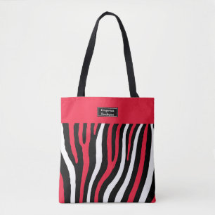 Tote Zebra vermelha, preta & branca o bolsa descascado