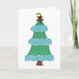 Toucan em cartões de saudação de árvore de Natal
