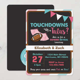 Touchdowns ou Tutus Gênero Revelar Convite