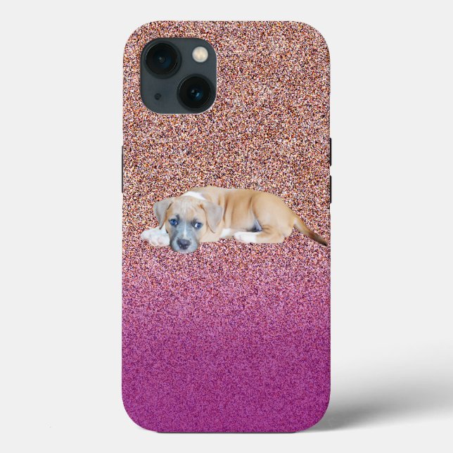 Touro Sensível Rosa Terrier Puppy, iPhone 13 Case (Verso)