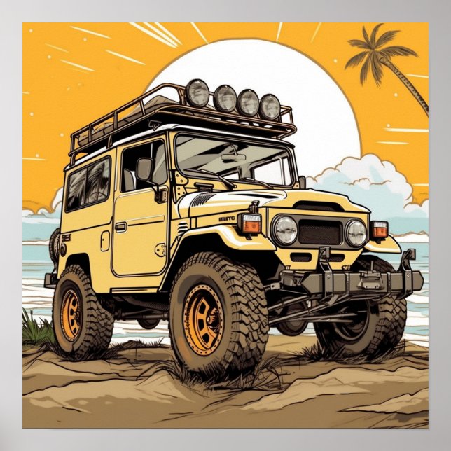 Toyota FJ40 Land Cruiser Square Poster (Frente)