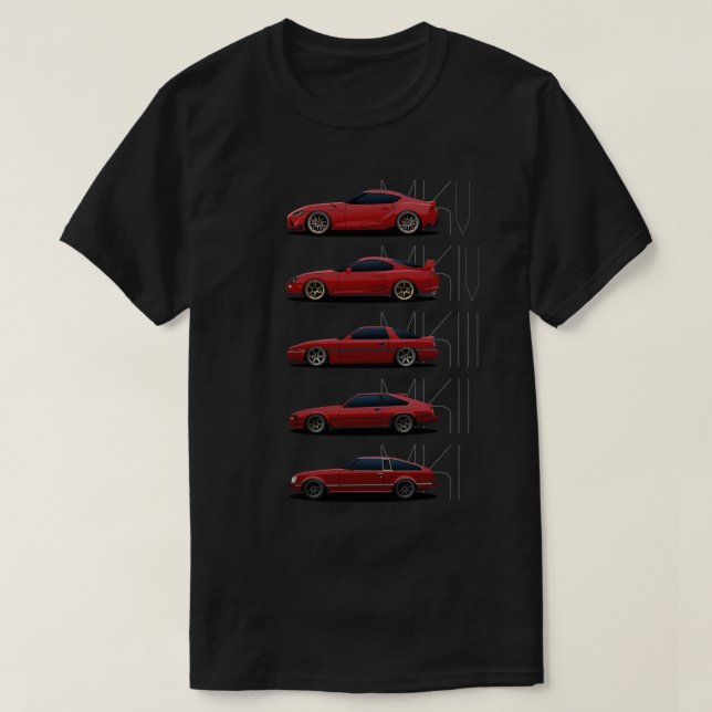 Toyota Supra Gerações Essenciais de T-Shirt (Frente do Design)