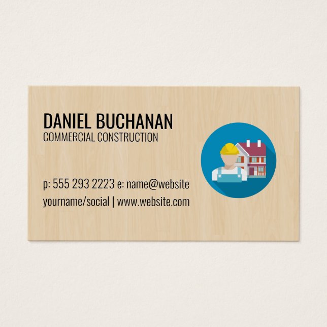 Trabalhador de Construção | Fundo da Madeira (Frente)