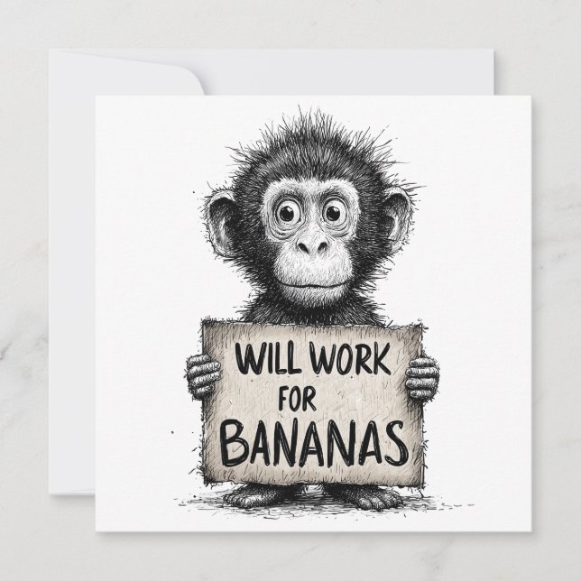 Trabalhará para Bananas - Desenho Humorístico de M (Frente)