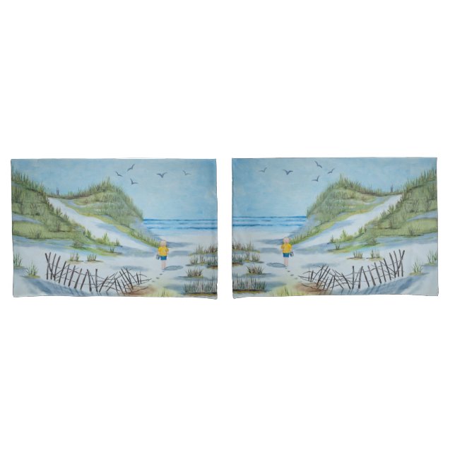 Trabalho de arte de Aquarela de Criança em Praia (Frente - conjunto)