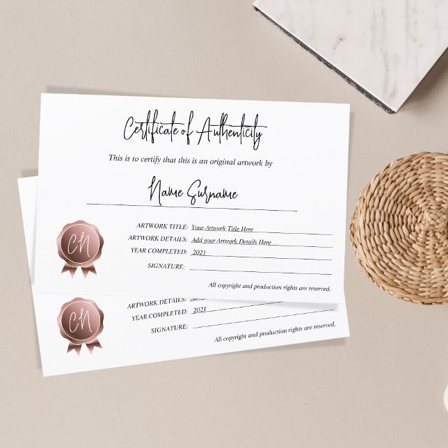 Trabalho de arte de Certificado de Autenticidade S (Criador carregado)
