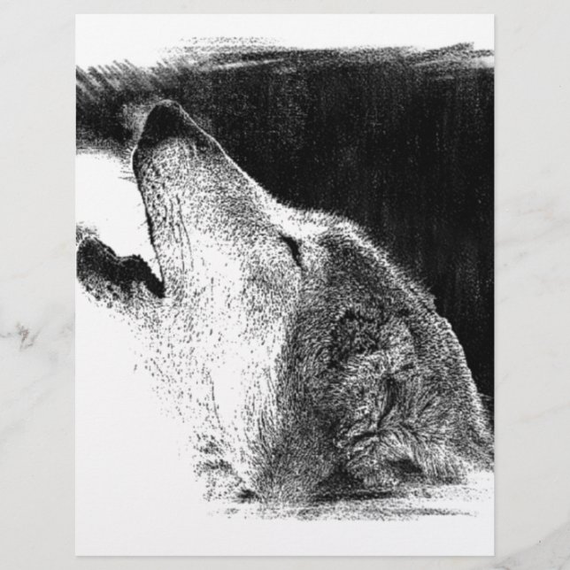 Trabalho de arte de desenho do lobo da Cinza branc (Frente)