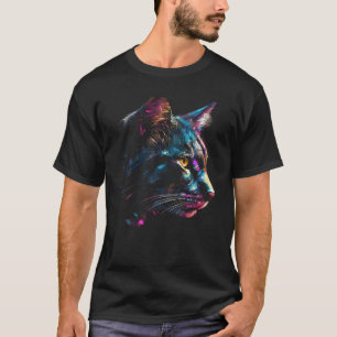 Trabalho de arte de gato Retrato Colorido Camisa d