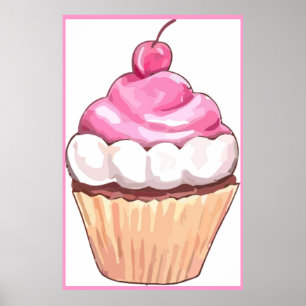 Trabalho de arte Poster rosa - Cupcake Design de p