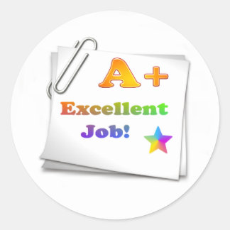 Trabalho excelente A+ Etiqueta