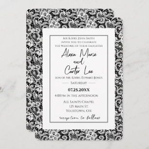 Traço Branco Sobre Convite de casamento Preto