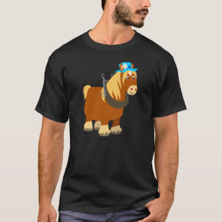 Traço de Cartoon Bonito T-Shirt Bretão Horse