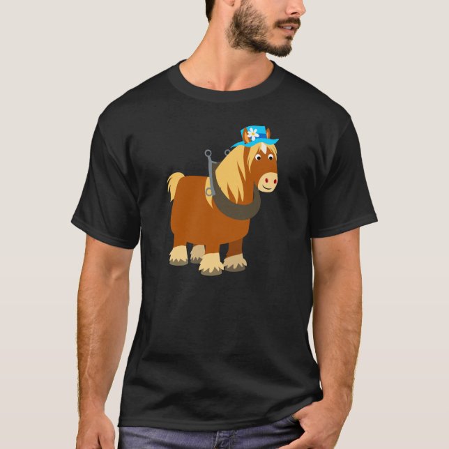 Traço de Cartoon Bonito T-Shirt Bretão Horse (Frente)