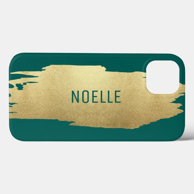 Traço Metálico Dourado com Largura, Teal Escuro (Verso (horizontal))