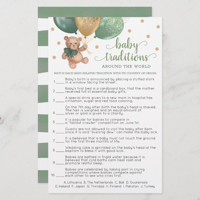 Tradição De Bebês Ao Redor Do Jogo Mundial (Frente/Verso)