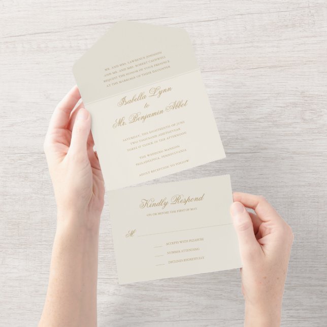 Tradicional Casamento Elegante Formal De Marfim (Aba destacável)