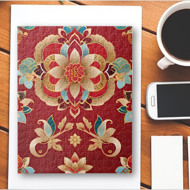 Tradicional intricado quebra-cabeça de serra flora (Criador carregado)