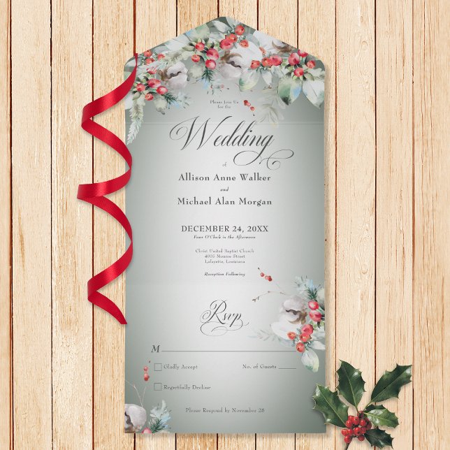 Tradicional Rustic Winter Holly Berries No Janto (Criador carregado)