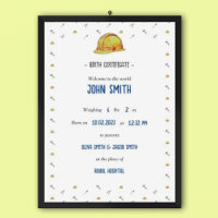 Tradie Baby Comemorative Birds Certificate Poster
